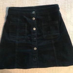 Green corduroy button up mini skirt